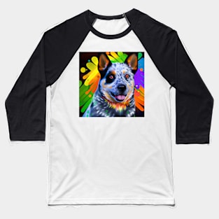 Australian Cattle Dog Rainbow Painting Baseball T-Shirt